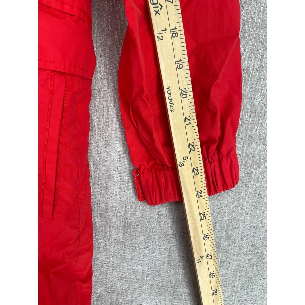 Eileen Fisher Hooded Anorak Parka Jacket M Red Cotton Blend Zip Snap Utility - Picture 13 of 13